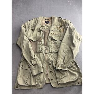 intage Willis & Geiger Jacket Men's L Tan Field Safari 90s Military Bush Poplin